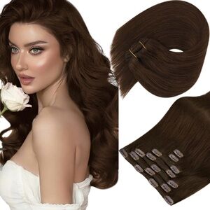 Sunny Hair Clip in Hair Extensions - Chocolate Brown 24 inches!